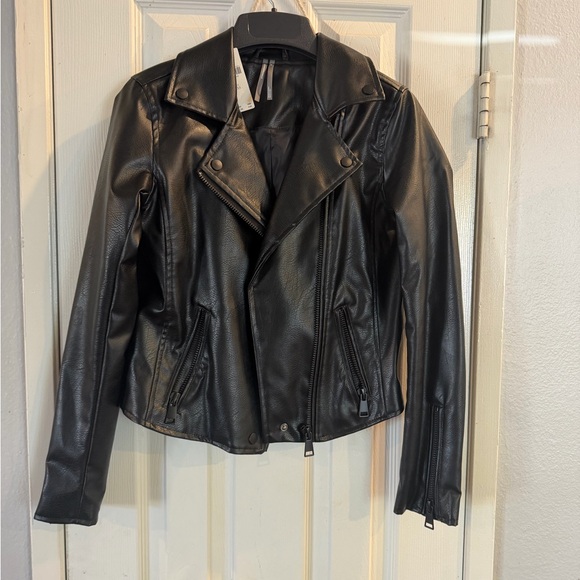 Anthropologie Jackets & Blazers - Anthropologie Black Faux Leather Moto Jacket